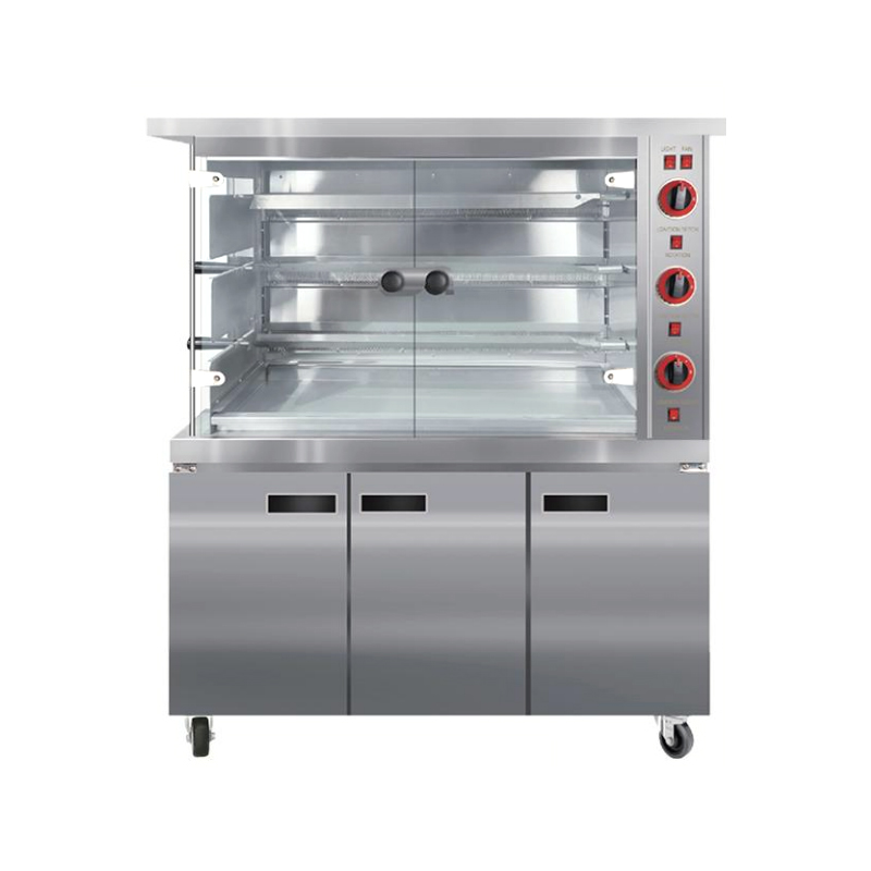 Asador de pollo de tres filas a gas tipo gabinete 3P
