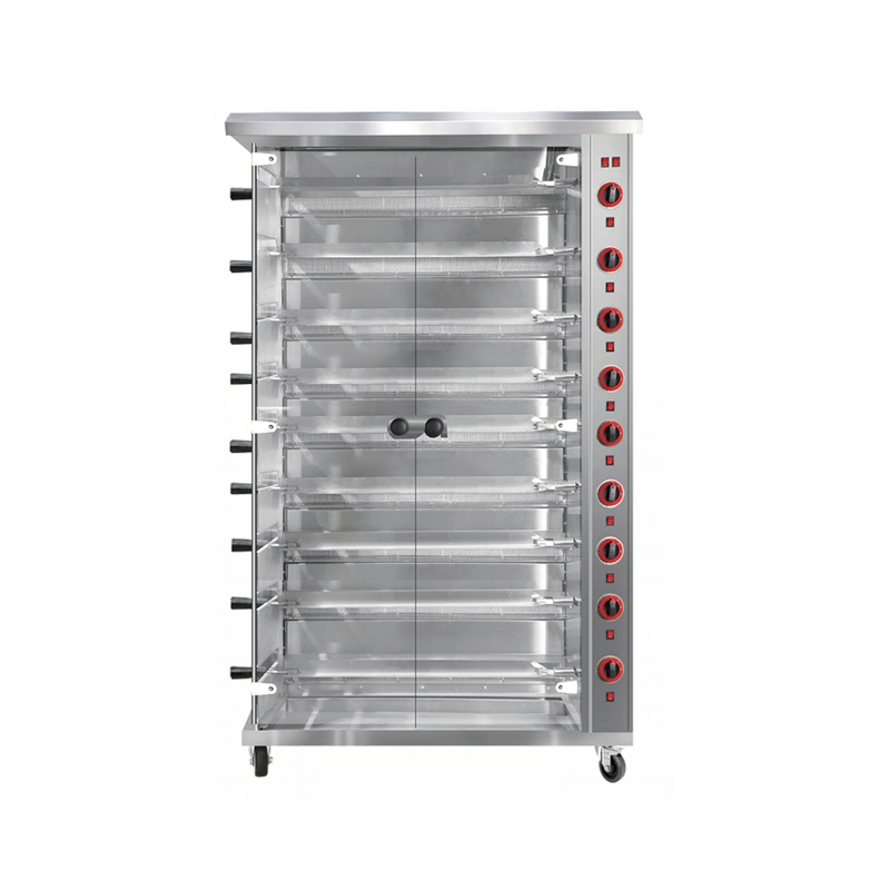 Asador vertical de pollo de nueve filas a gas 9P