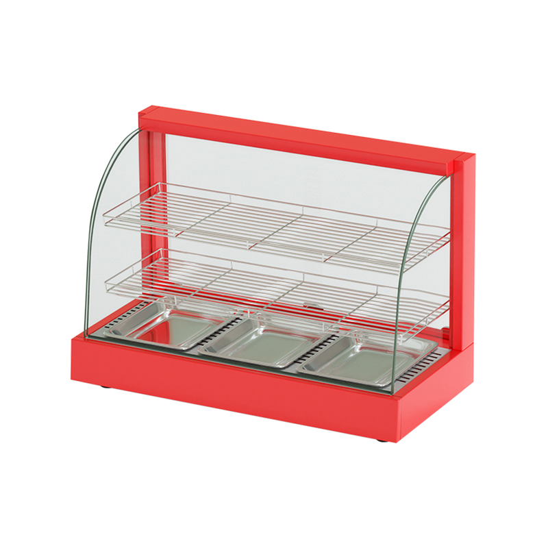 Calentador de alimentos de vidrio curvo rojo de triple capa 96